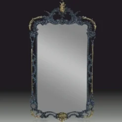 Casa Padrino Luxus Barock Bronze Spiegel Blau / Gold H. 83 cm - Barock Möbel