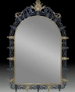 Casa Padrino Luxus Barock Bronze Spiegel Blau / Gold H. 123 cm - Barock Möbel