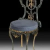 Casa Padrino Luxus Barock Bronze Esszimmer Stuhl Blau / Gold H. 86 cm - Barock Esszimmer Möbel