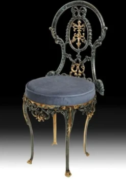 Casa Padrino Luxus Barock Bronze Esszimmer Stuhl Blau / Gold H. 86 cm - Barock Esszimmer Möbel