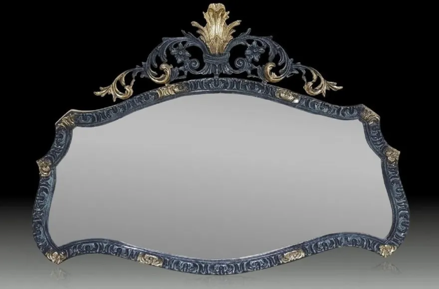 Casa Padrino Luxus Barock Bronze Spiegel Blau / Gold 115 cm - Barock Möbel