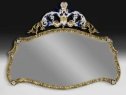 Casa Padrino Luxus Barock Bronze Spiegel Gold / Weiß / Blau 107 cm - Barock Möbel