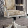 Casa Padrino Luxus Barock Bürostuhl Gold / Weiß 58 x 48 x H. 89-99 cm - Höhenverstellbarer Schreibtischstuhl mit elegantem Muster - Barock Büro Möbel - Luxus Qualität - Made in Italy