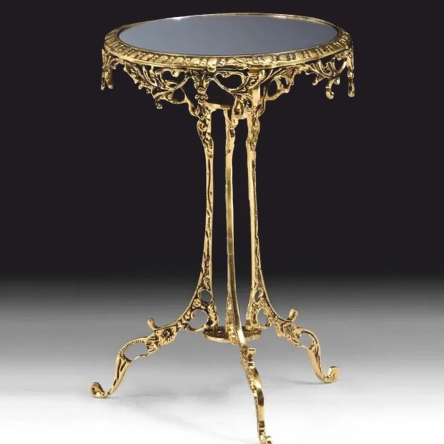 Casa Padrino Luxus Barock Bronze Beistelltisch mit Glasplatte Gold H. 49 cm - Barock Möbel