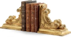 Casa Padrino Luxus Barock Buchstützen Set Antik Gold - Barockstil Schreibtisch Deko - Büro Deko - Wohnzimmer Deko - Deko Accessoires - Barock Accessoires - Luxus Qualität - Made in Italy