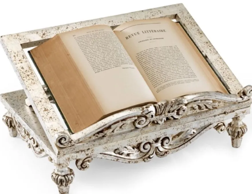 Casa Padrino Luxus Barock Buchstütze Antik Weiß - Handgefertigter Massivholz Buchständer im Barockstil - Barock Deko Accessoires - Luxus Qualität - Made in Italy