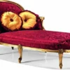 Casa Padrino Luxus Barock Chaiselongue Bordeauxrot / Gold 160 cm - Made in Italy