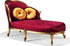 Casa Padrino Luxus Barock Chaiselongue Bordeauxrot / Gold 160 cm - Made in Italy