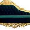 Casa Padrino Luxus Barock Chaiselongue Grün / Gold - Handgefertigte Massivholz Recamiere mit edlem Samtstoff und elegantem Muster - Barock Möbel - Edel & Prunkvoll