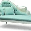 Casa Padrino Luxus Barock Chaiselongue Türkis / Elfenbein / Gold 230 cm - Made in Italy