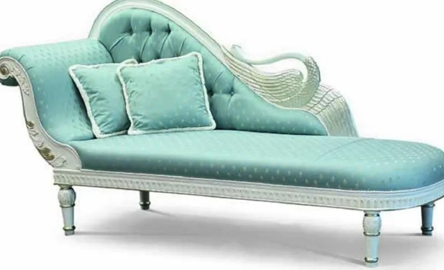 Casa Padrino Luxus Barock Chaiselongue Türkis / Elfenbein / Gold 230 cm - Made in Italy