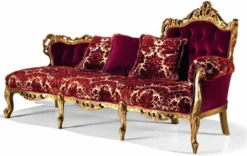Casa Padrino Luxus Barock Chaiselongue Bordeauxrot / Gold 202 cm - Made in Italy