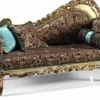 Casa Padrino Luxus Barock Chaiselongue Braun / Türkis / Gold 196 cm - Made in Italy