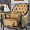 Casa Padrino Luxus Barock Chesterfield Sessel Gold / Schwarz 80 x 91 x H. 101 cm - Barock Wohnzimmermöbel