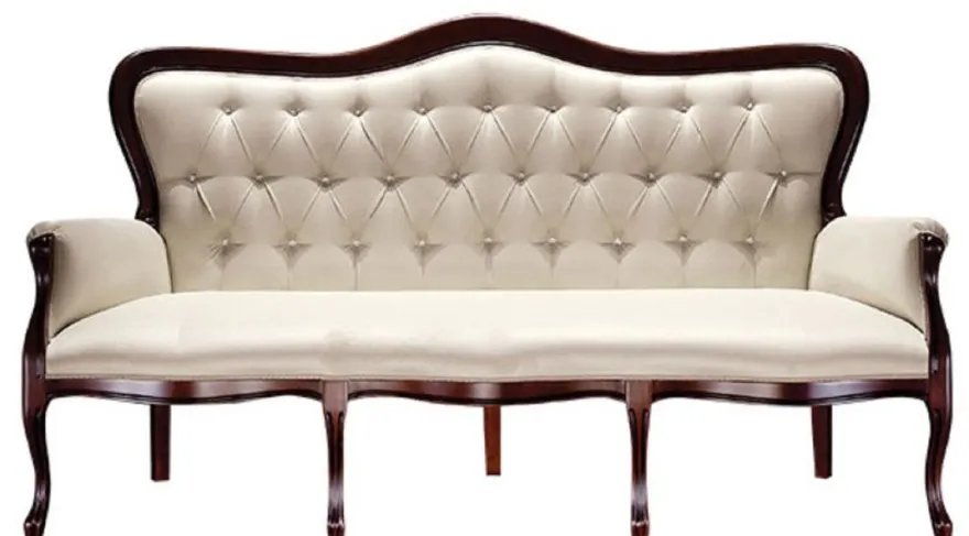 Casa Padrino Luxus Barock Chesterfield Sofa Beige / Dunkelbraun 184 x 81 x H. 107 cm - Wohnzimmermöbel im Barockstil