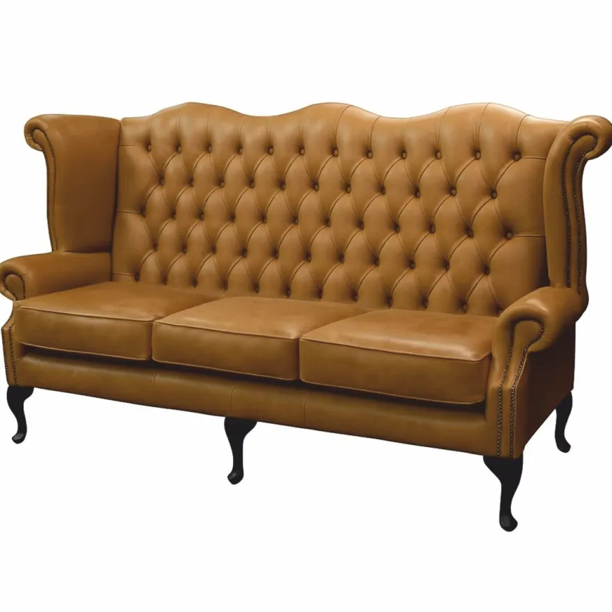 Casa Padrino Luxus Barock Chesterfield Leder Sofa Braun / Schwarz 188,5 cm - Barock Möbel