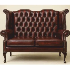 Casa Padrino Luxus Barock Chesterfield Leder Sofa Dunkelrot / Dunkelbraun 142,5 cm - Barock Möbel