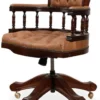 Casa Padrino Luxus Barock Chesterfield Leder Schreibtischstuhl Hellbraun / Dunkelbraun - Höhenverstellbarer Echtleder Bürostuhl - Büro Möbel - Edel & Prunkvoll