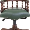 Casa Padrino Luxus Barock Chesterfield Echtleder Schreibtischstuhl Grün / Braun H. 107 cm - Barock Büro Möbel