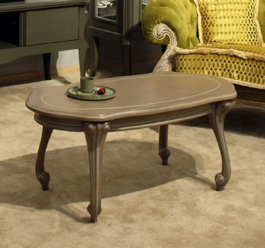 Casa Padrino Luxus Barock Couchtisch Grau - Handgefertigter Massivholz Wohnzimmertisch im Barockstil - Luxus Wohnzimmer Möbel im Barockstil - Barock Möbel - Edel & Prunkvoll
