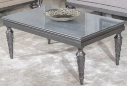 Casa Padrino Luxus Barock Couchtisch Grau - Rechteckiger Massivholz Wohnzimmertisch im Barockstil - Barock Möbel - Luxus Möbel im Barockstil - Barock Einrichtung - Edel & Prunkvoll