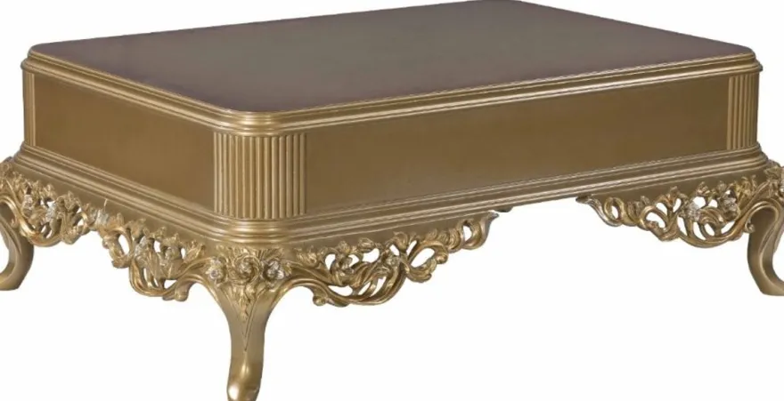 Casa Padrino Luxus Barock Couchtisch Schwarz / Gold 130 x 92 x H. 50 cm - Wohnzimmer Möbel im Barockstil - Edel & Prunkvoll