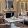Casa Padrino Luxus Barock Couchtisch Weiß / Silber 129 x 93 x H. 44 cm - Rechteckiger Massivholz Wohnzimmertisch im Barockstil - Barock Wohnzimmer Möbel