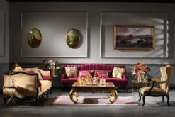 Casa Padrino Luxus Barock Couchtisch Gold 128 x 128 x H. 48 cm - Edler Massivholz Wohnzimmertisch mit Glasplatte und Spiegelglas - Luxus Qualität