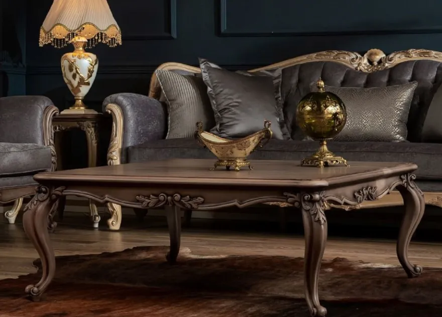 Casa Padrino Luxus Barock Couchtisch Braun - Handgefertigter Massivholz Wohnzimmertisch - Barock Wohnzimmer Möbel