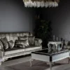 Casa Padrino Luxus Barock Couchtisch Weiß / Gold 122 x 85 x H. 48 cm - Edler Massivholz Wohnzimmertisch mit Glasplatte - Barock Wohnzimmer Möbel