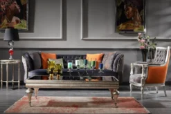 Casa Padrino Luxus Barock Couchtisch Schwarz / Silber - Prunkvoller Massivholz Wohnzimmertisch mit Glasplatte - Barock Wohnzimmer Möbel