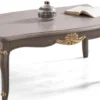 Casa Padrino Luxus Barock Couchtisch Grau / Gold 110 x 77 x H. 45 cm - Massivholz Wohnzimmertisch im Barockstil - Edle Wohnzimmer Möbel im Barockstil