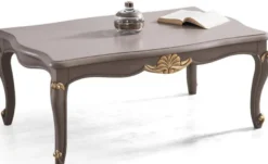 Casa Padrino Luxus Barock Couchtisch Grau / Gold 110 x 77 x H. 45 cm - Massivholz Wohnzimmertisch im Barockstil - Edle Wohnzimmer Möbel im Barockstil