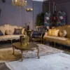 Casa Padrino Luxus Barock Couchtisch Gold 129 x 81 x H. 45 cm - Ovaler Massivholz Wohnzimmertisch - Barockstil Möbel
