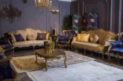 Casa Padrino Luxus Barock Couchtisch Gold 129 x 81 x H. 45 cm - Ovaler Massivholz Wohnzimmertisch - Barockstil Möbel