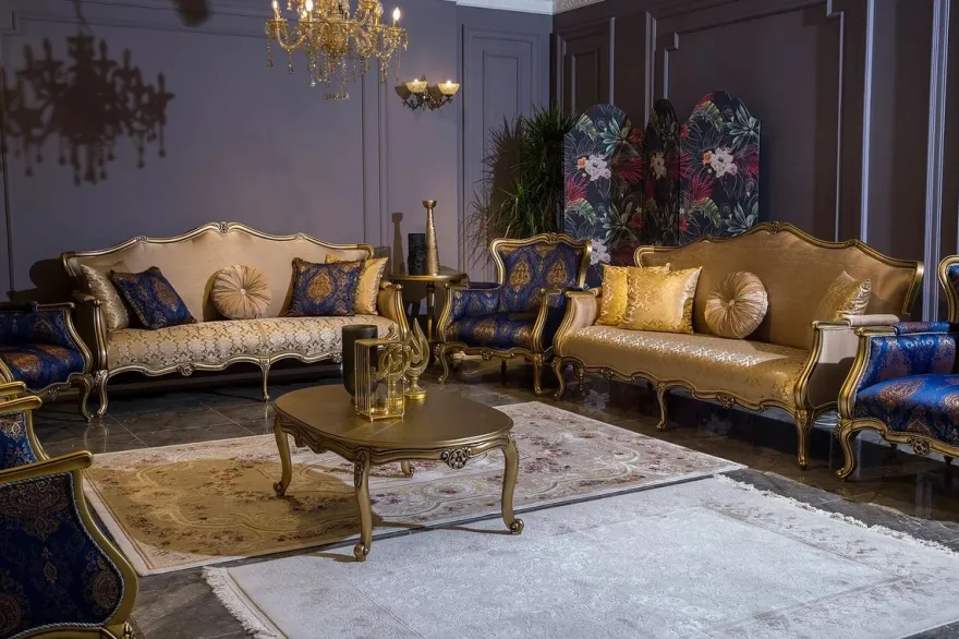 Casa Padrino Luxus Barock Couchtisch Gold 129 x 81 x H. 45 cm - Ovaler Massivholz Wohnzimmertisch - Barockstil Möbel