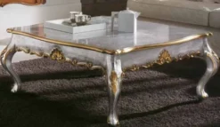 Casa Padrino Luxus Barock Couchtisch Silber / Gold - Quadratischer Massivholz Wohnzimmertisch im Barockstil - Barock Möbel - Barock Interior - Edel & Prunkvoll - Luxus Qualität - Made in Italy