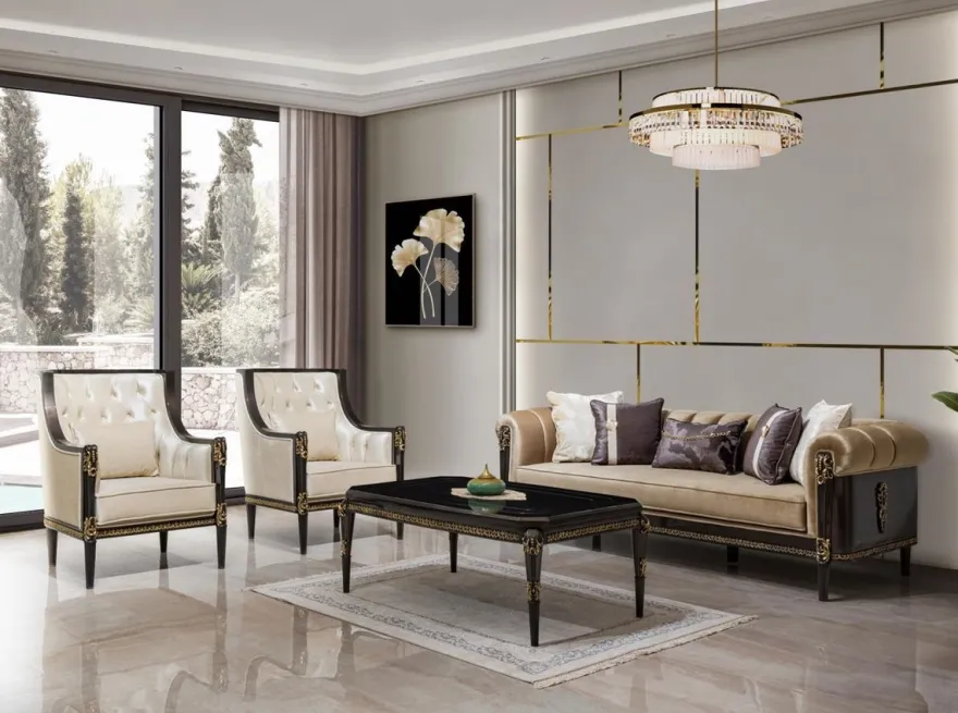 Casa Padrino Luxus Barock Couchtisch Dunkelbraun / Gold 132 cm - Barock Möbel