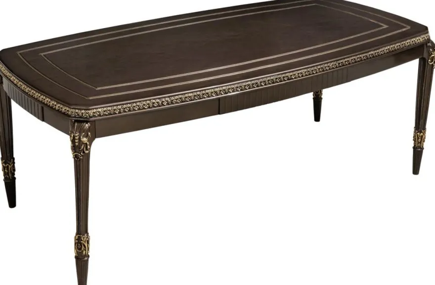Casa Padrino Luxus Barock Couchtisch Dunkelbraun / Gold 132 cm - Barock Möbel
