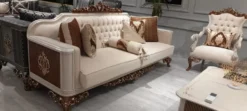 Casa Padrino Luxus Barock Couchtisch Beige / Grau / Braun / Gold - Prunkvoller Massivholz Wohnzimmertisch im Barockstil - Barock Wohnzimmer Möbel - Edel & Prunkvoll