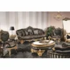 Casa Padrino Luxus Barock Couchtisch Schwarz / Weiß / Gold 145 cm - Ovaler Barockstil Wohnzimmertisch - Barockstil Wohnzimmer Möbel