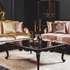 Casa Padrino Luxus Barock Couchtisch Dunkelbraun 124 cm - Barock Möbel