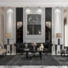 Casa Padrino Luxus Barock Couchtisch Schwarz Ø 114 x H. 47 cm - Runder Massivholz Wohnzimmertisch - Edle Barock Wohnzimmer Möbel