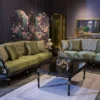 Casa Padrino Luxus Barock Couchtisch Schwarz / Gold 109 x 85 x H. 45 cm - Edler Massivholz Wohnzimmertisch im Barockstil - Barock Möbel