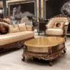 Casa Padrino Luxus Barock Couchtisch Antik Gold / Braun / Gold - Ovaler Massivholz Wohnzimmertisch im Barockstil - Wohnzimmer Möbel im Barockstil - Barock Möbel - Edel & Prunkvoll