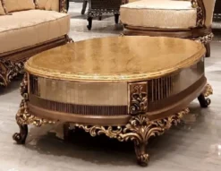 Casa Padrino Luxus Barock Couchtisch Antik Gold / Braun / Gold - Ovaler Massivholz Wohnzimmertisch im Barockstil - Wohnzimmer Möbel im Barockstil - Barock Möbel - Edel & Prunkvoll