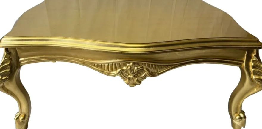 Casa Padrino Luxus Barock Couchtisch Gold 120 cm - Barockstil Wohnzimmer Möbel