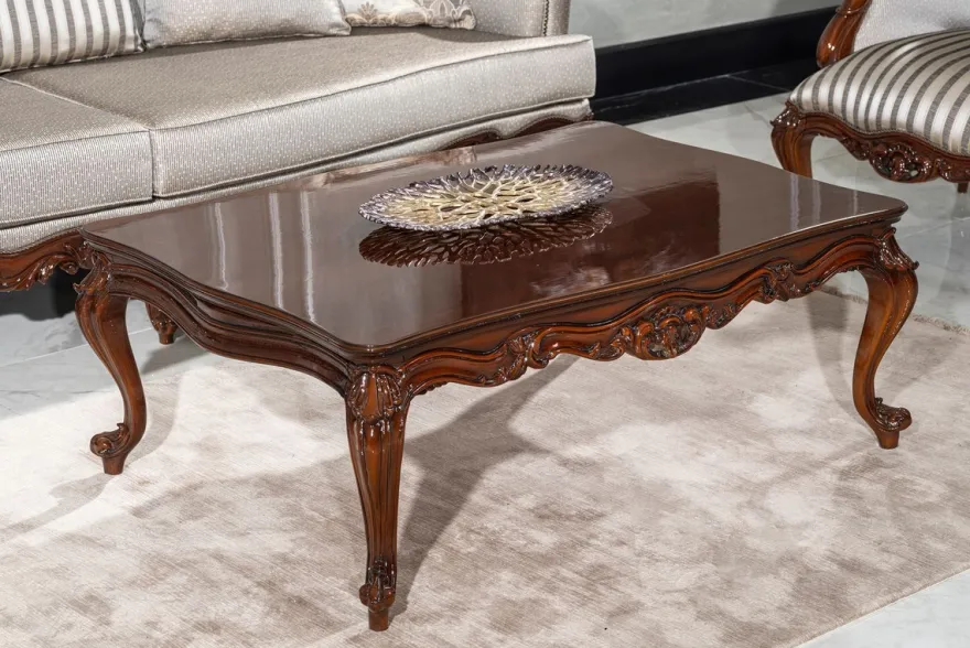 Casa Padrino Luxus Barock Couchtisch Braun - Handgefertigter Massivholz Wohnzimmertisch im Barockstil - Wohnzimmer Möbel im Barockstil - Barock Möbel - Edel & Prunkvoll
