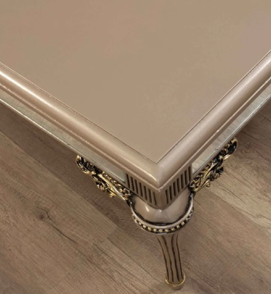Casa Padrino Luxus Barock Couchtisch Grau / Schwarz / Gold - Prunkvoller Massivholz Wohnzimmertisch im Barockstil - Barock Wohnzimmer Möbel - Edel & Prunkvoll