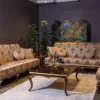 Casa Padrino Luxus Barock Couchtisch Braun / Gold 129 x 94 x H. 46 cm - Eleganter Massivholz Wohnzimmertisch - Barock Wohnzimmer Möbel